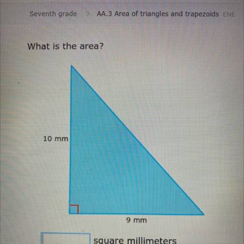 What is the area?
10 mm
9 mm
square millimeters