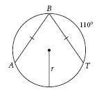 If the radius of the circle is 20 cm, then what is the arc LENGTH (not measure) of arc AB? Round yo