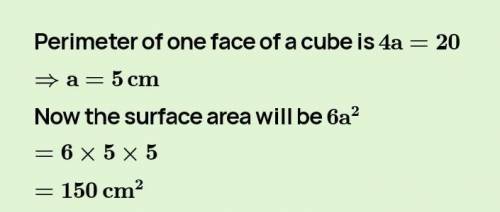 If the perimeter of a square is 20 cm, what is its area? O A. 10 cm B. 20 cm2 O C. \ 25 cm O D. 100