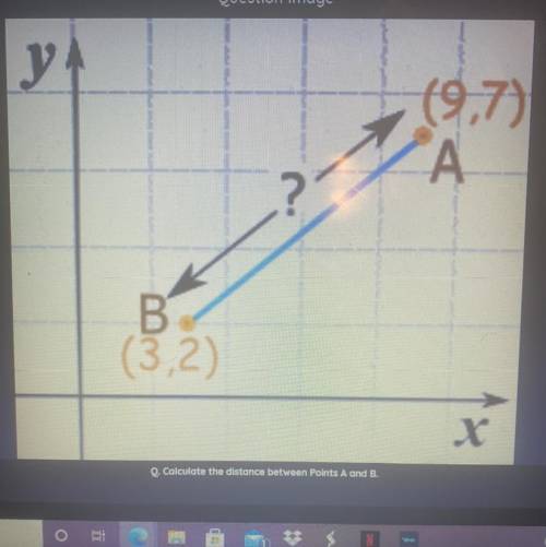 Calculate the distance between Points A and B.
A.4.5
B.7.1
C.7.8
D.9.2