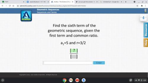 Find the 6th term of the geometric sequence, given the first term and the common ratio. a1=5 and r=