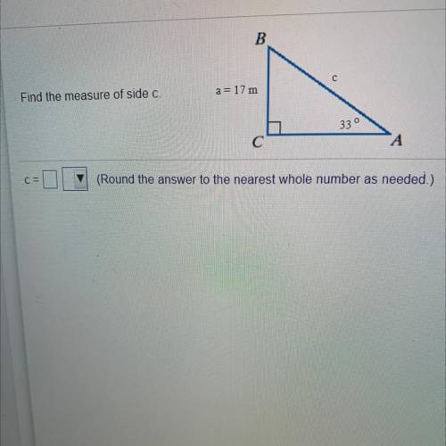 Find the Measure of side C, please help