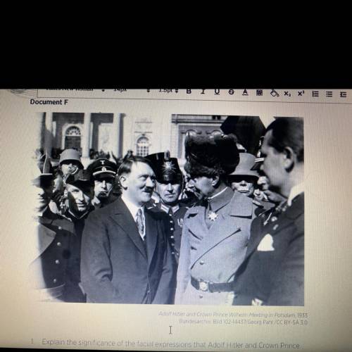 Explain the significance of the facial expressions that Adolf Hitler and Crown Prince

Wilhelm are
