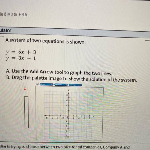 A graph of a system of two equations is shown. HELP