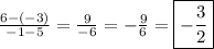 \frac{6-(-3)}{-1-5}=\frac{9}{-6} =-\frac{9}{6}=\boxed{-\frac{3}{2}}