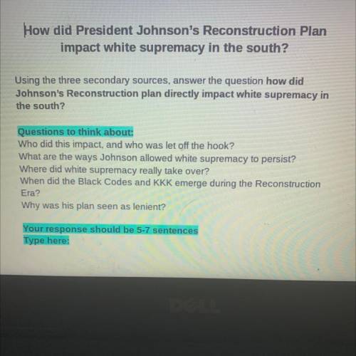 How did President Johnson's Reconstruction Plan
impact white supremacy in the south?