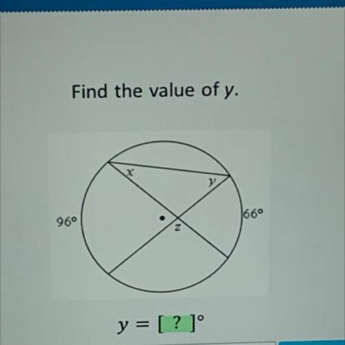 Find the value of y.
X
96
66