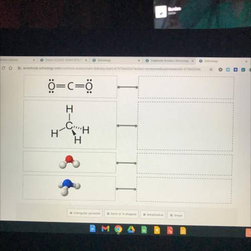 Match the following molecules with their molecular geometry name.