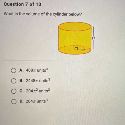 What is the volume of the cylinder below?