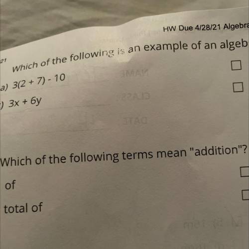 Which in the following terms mean addition