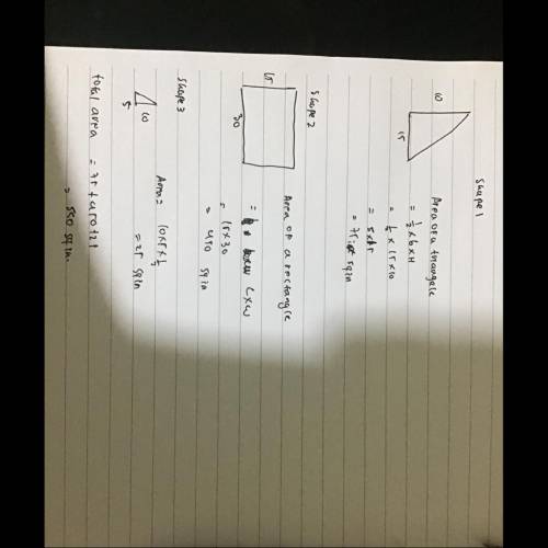 Find the area in square inches of the following compsite figure