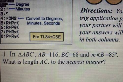 HELP!!!
in triangle ABC , AB=116 , BC=68 and m