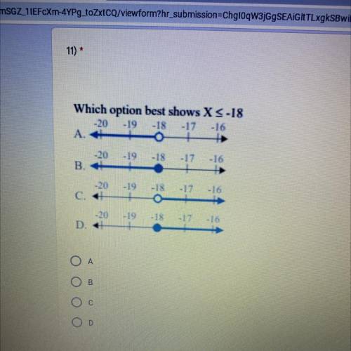 Which option best shows X < -18