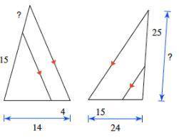 Solve for the missing side lengths indicated by the question mark.