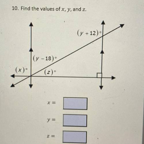 Find the values of x, y, and z