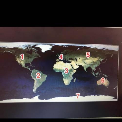 Which number on the map represents the continent's of Antártica?

A) 3
B) 5 
C) 6
D) 7