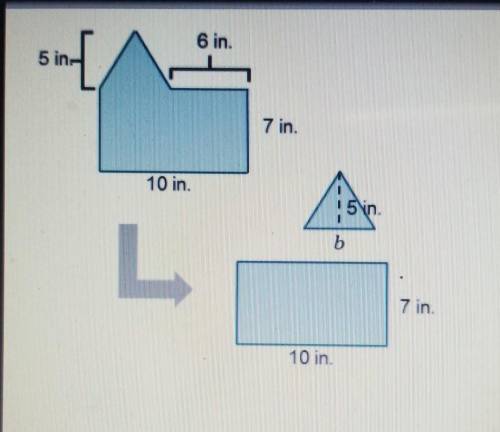 What is the measure of the base of the triangle? The base of the triangle b has a measure of inches