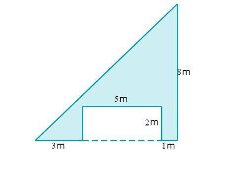 A rectangle is removed from a right triangle to create the shaded region shown below. Find the area