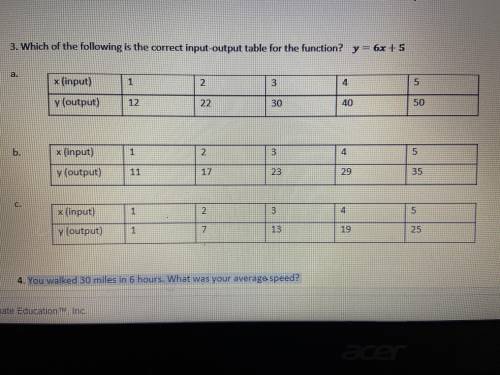 HELP ILL GIVE BRAINLIEST

Which of the following is the correct input-output table for the functio