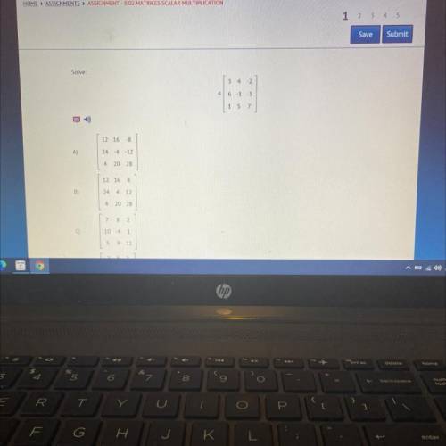 Solve: matrices scalar multiplication