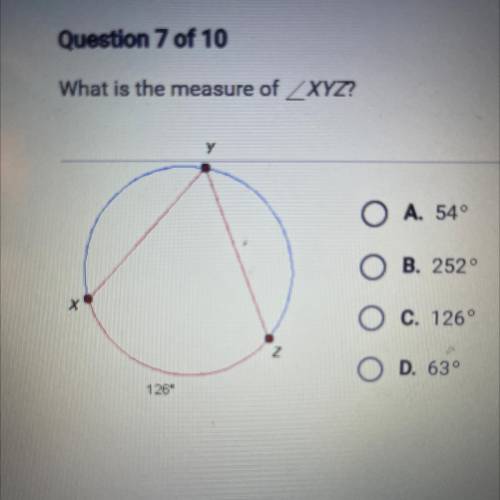 What is the measure of angle XYZ?