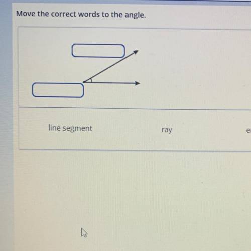 Move the correct words to the angle.

line segment
ray
endpoint
right angle
obtuse angle