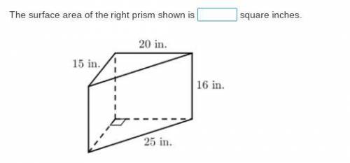 The surface area of the right prism shown is ______ square inches.