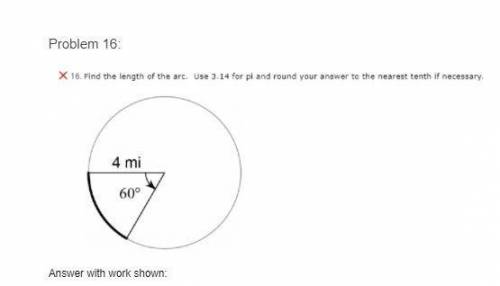 Find the length of the arc using 3.14 for pi and round your answer to the nearest tenth.