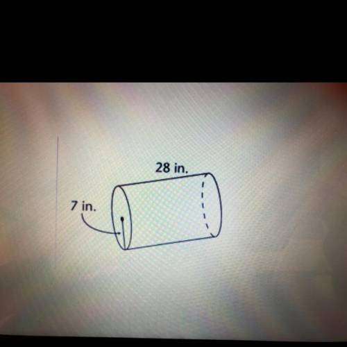 What is the total surface area of this cylinder?

Select one.
o
1,539.38 inches squared
O
O
923.16