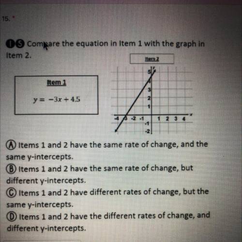 Compare the equation in item 1 with the graph in item 2 PLEASE HELP