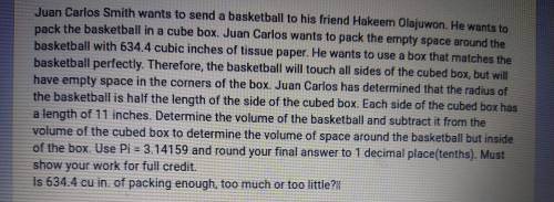 What is the volume of the box?

What is the volume of the basketball?
What is the volume of the pa