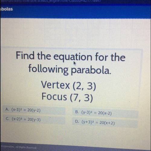 Find the equation for the
following parabola