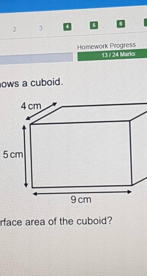 The diagram shows a cuboid.what is the surface area of the cuboid plz help​