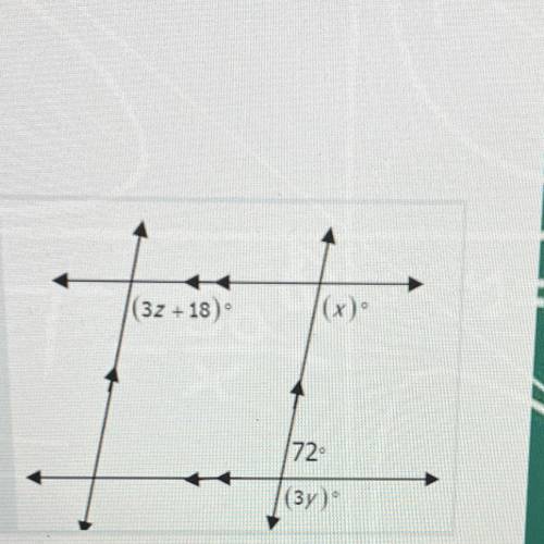 40 POINTS HALP
Find the value of x, y, and z
