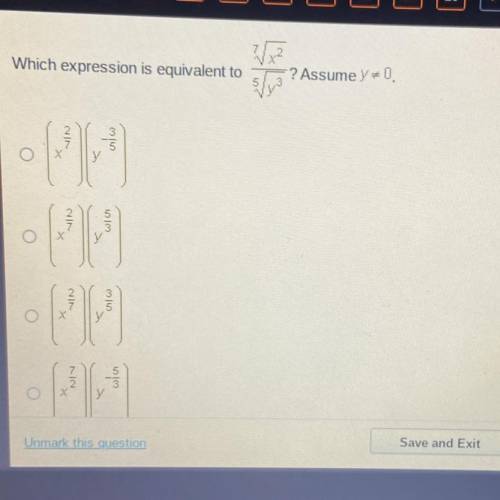 HELPPPP! Which expression is equivalent to 7Vx^2/5Vy^2