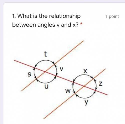 A:Alternate interior angles

B:Corresponding angles
C:Consecutive interior angles
D:Vertical angle