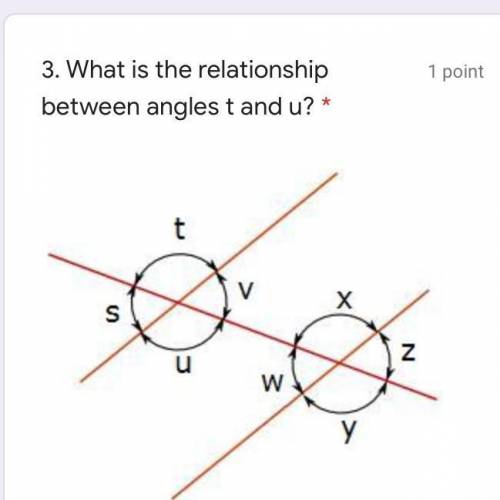 A:Vertical angles

B:Alternate exterior angles
C:Alternate interior angles
D:Corresponding angles