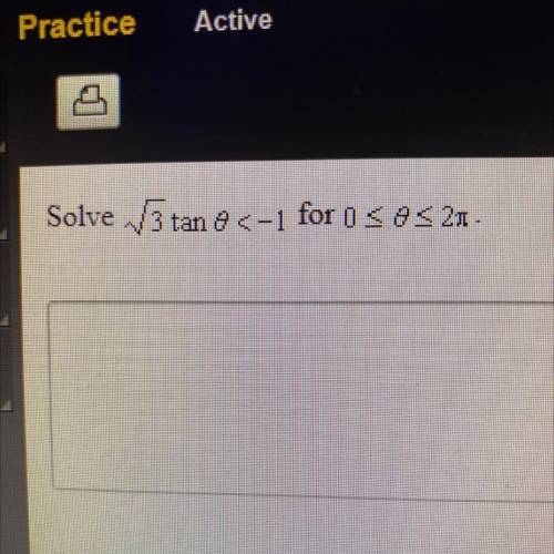 Solve sqrt3tan(theta)<-1 for 0