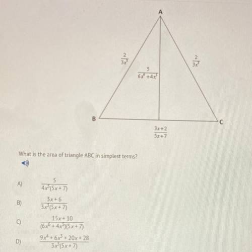 What is the area of triangle ABC in the simplest terms?