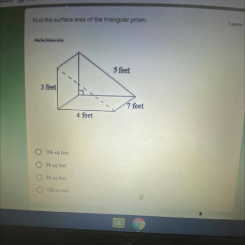Find the surface area of the triangular prism.