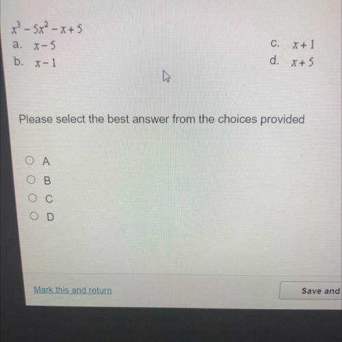 Use the remainder theorem to determine which of the following is not a factor of x^3-5x^2-x+5