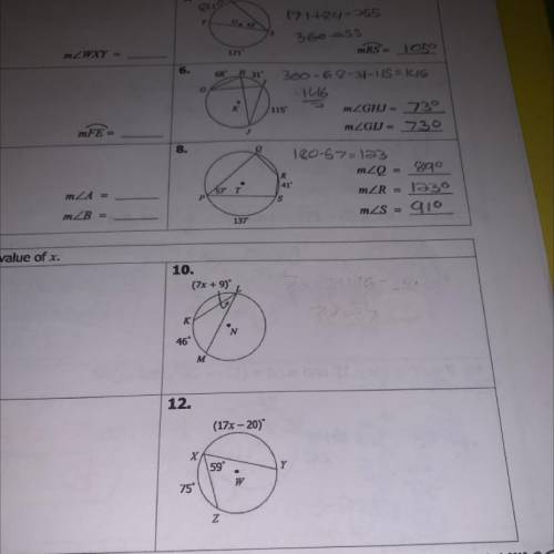 Unit 10: Circles
Homework 4: Inscribed Angles
find the value of x