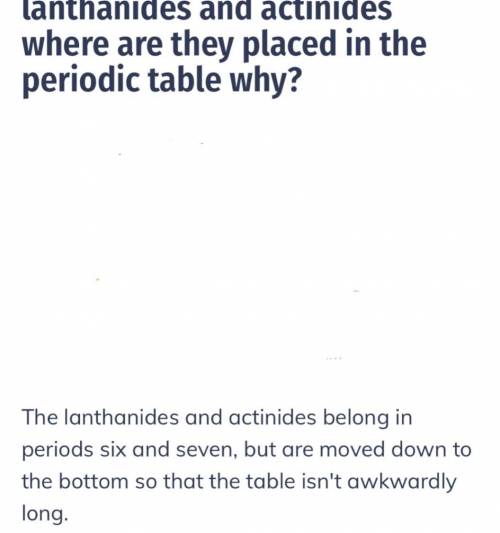 In what periods are the lanthanides and actinides? Where are they

placed in the periodic table? Wh
