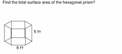 Find the total surface area of the hexagonal prism? Pls explain and I will mark brainliest!