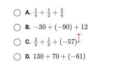 which expression would be easier to simplify if you use the commutative property to change the orde