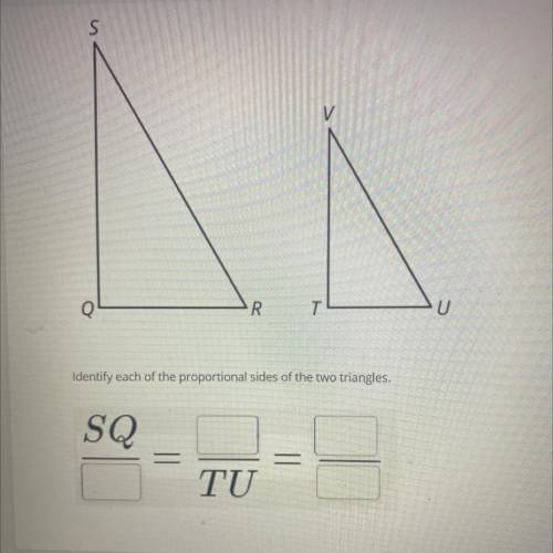 Triangle QRS is similar to triangle TUV.