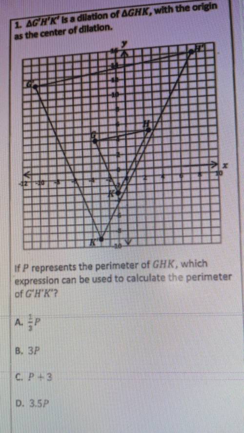 1. AG'H'K' is a dilation of AGHK, with the origin as the center of dilation. ​