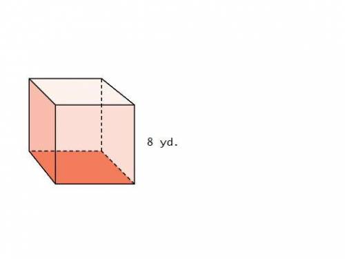 An image shows a square prism with a height of 8 yd.

The prism has a base area of
14 yd.^2
What i