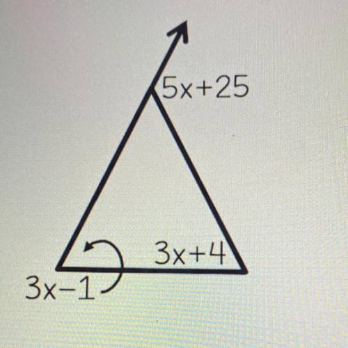 This is exterior angle 
Solving for X
Help me please!!! This is due at 9:00 am