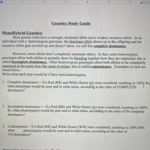 ‼️CAN SOMEONE PLEASE HELP ME WITH THIS‼️

MonoHybrid Genetics:
Most genetic traits have a stronger